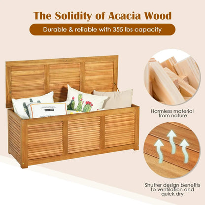 46 Gallon Acacia Wood Deck Box, Storage Box.