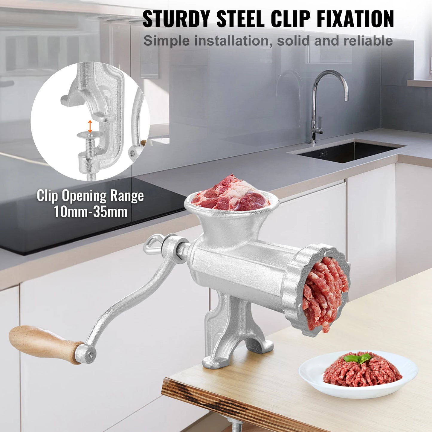 Manual Meat Grinder Heavy Duty Hand Meat Grinder Steel Table Clamp.