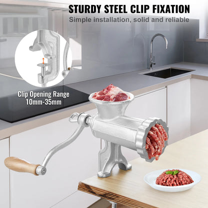 Manual Meat Grinder Heavy Duty Hand Meat Grinder Steel Table Clamp.