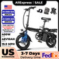 400W dual disc brake adult foldable electric bicycle with seat and basket 14 inches 48V 10.4Ah 22 mile range 20MPH.