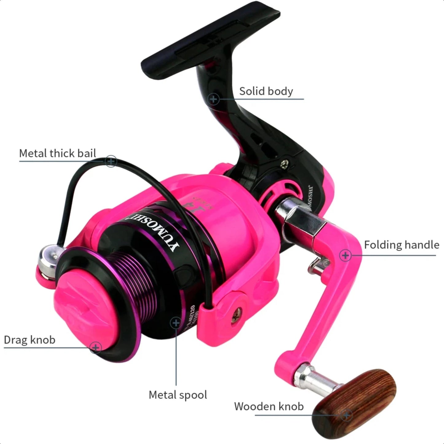 Pink Fishing Reel 2000-7000 High Speed 5.2 1 Ratio Spinning Reel.