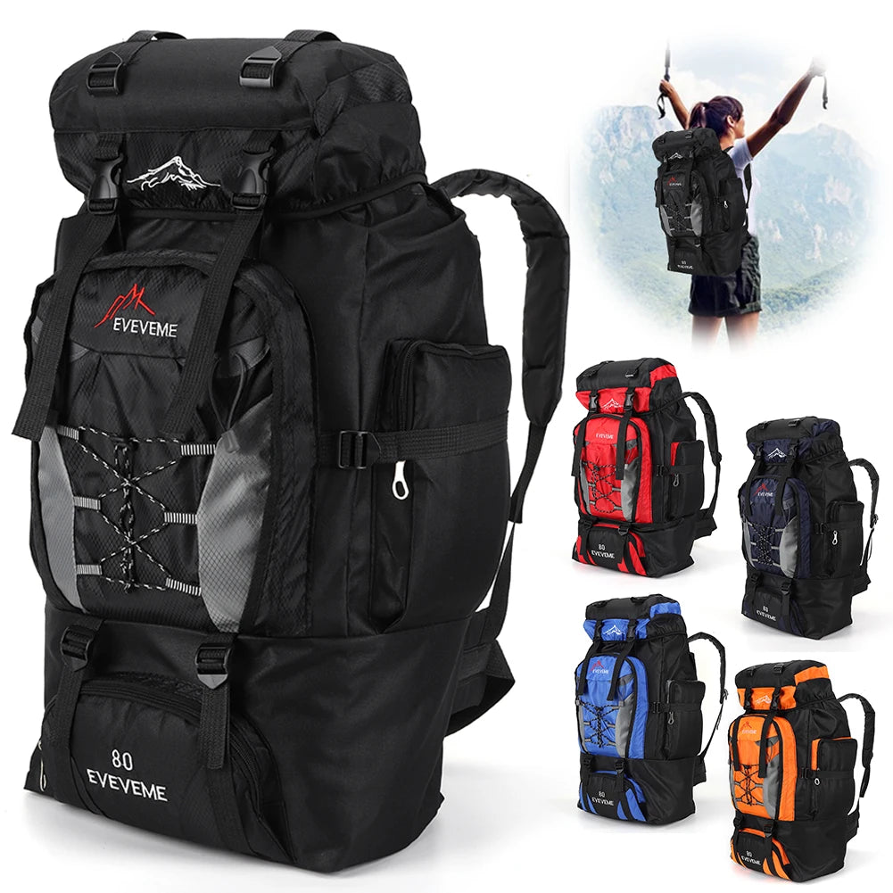 80L Large Capacity Backpack Adjustable Strap.