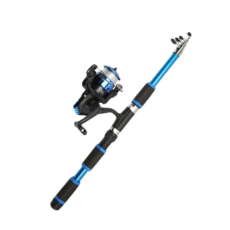 Fishing Pole Set Full Kits With Telescopic Fishing Rod And Spinning Reel.
